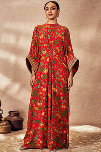 Red Tropical Rhapsody Kaftan