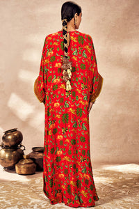 Red Tropical Rhapsody Kaftan