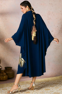 Blue Palm Foil Kaftan