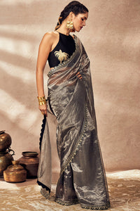 Black Striped Zari Saree