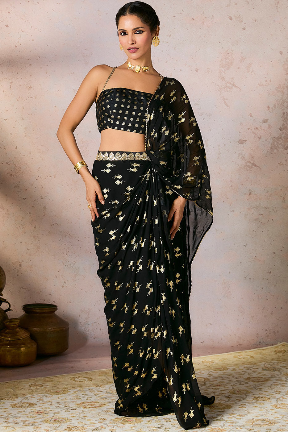 Black Mystic Drape Saree