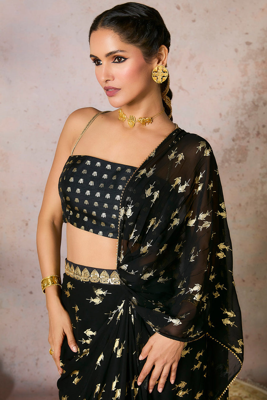 Black Mystic Drape Saree