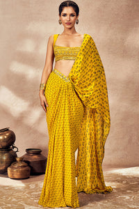 Yellow Pixie Dust Drape Saree