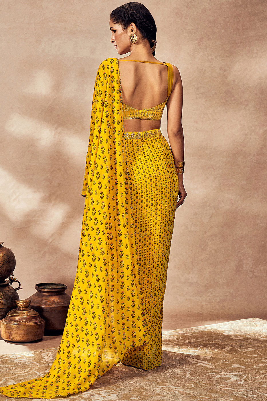 Yellow Pixie Dust Drape Saree