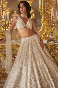 Ivory Three-Dimensional Lehenga Set