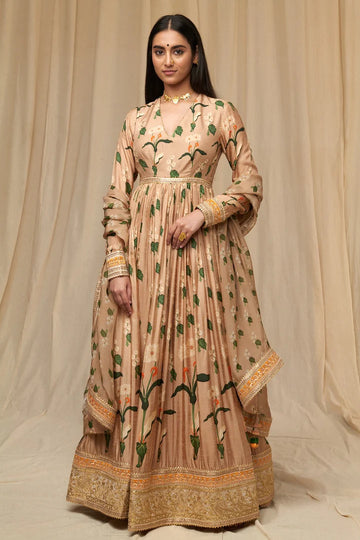 Oatmeal Spring Blossom Anarkali Set