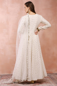 Off White Anarkali With Churidar And Dupatta