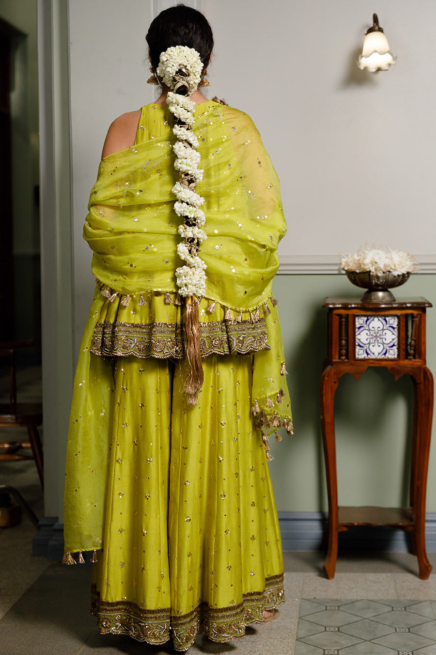 Jahanana Mehendi Green Anarkali And Sharara Set