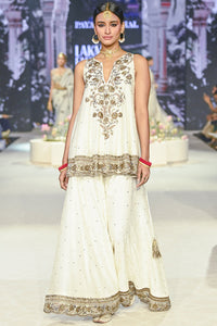 Jahanana Off White Embroidered Sharara Set