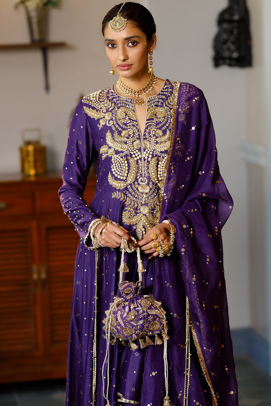 Zinat Purple High Low Anarkali And Churidar Set