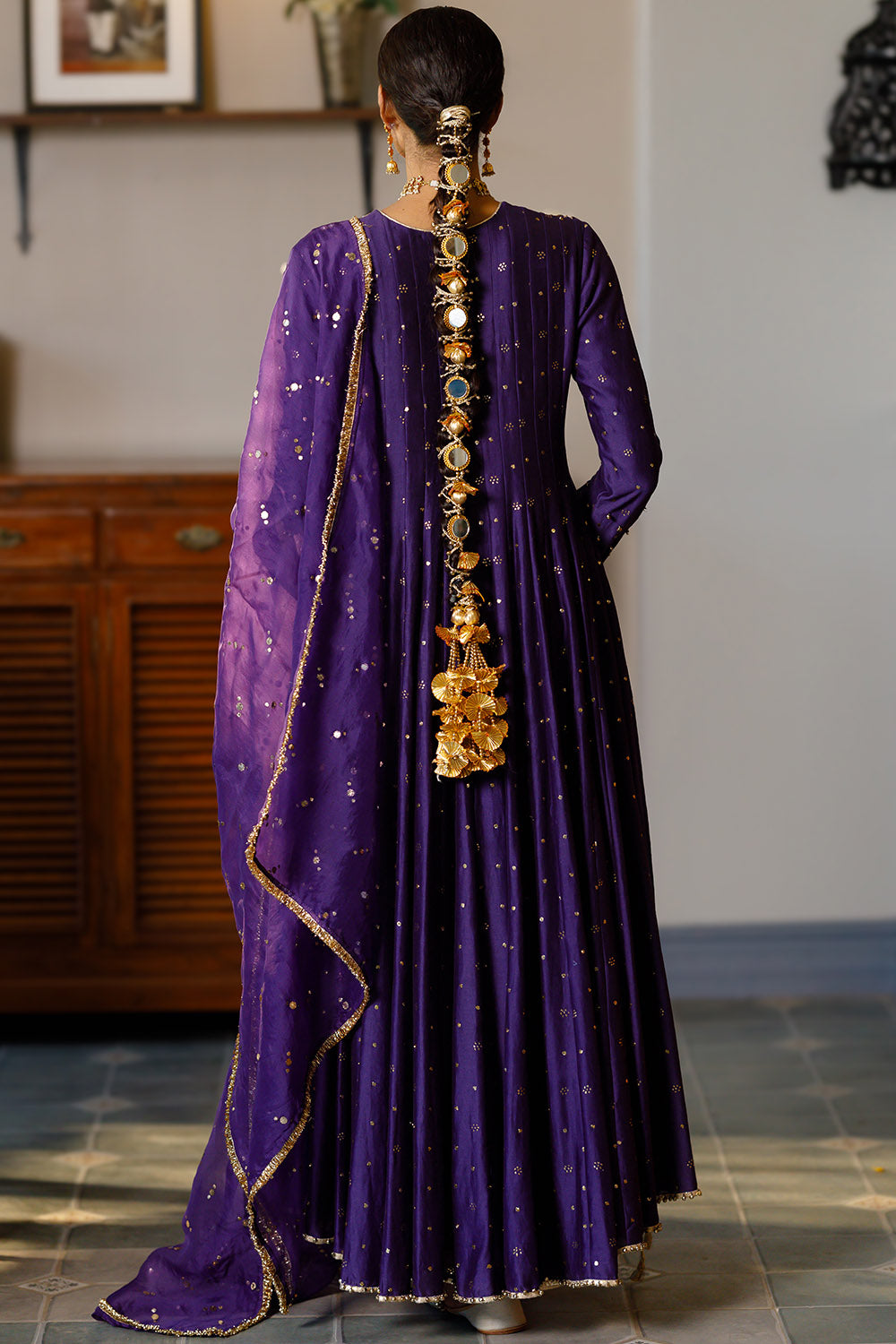 Zinat Purple High Low Anarkali And Churidar Set