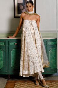 Off White Tube Anarkali Set