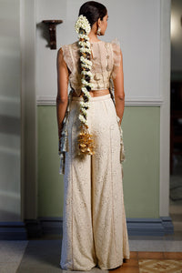 Stone Embroidered Tie-Up Bustier With Pant