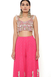 Hot Pink Georgette with Mukaish Sharara Set