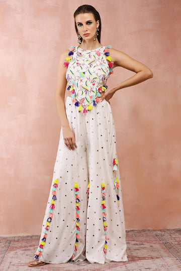 Off White Embroidered Choli With Sharara