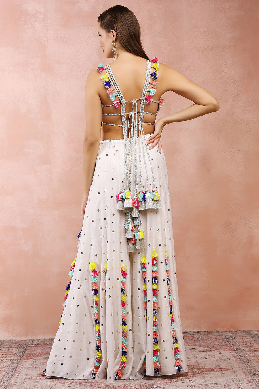 Off White Embroidered Choli With Sharara