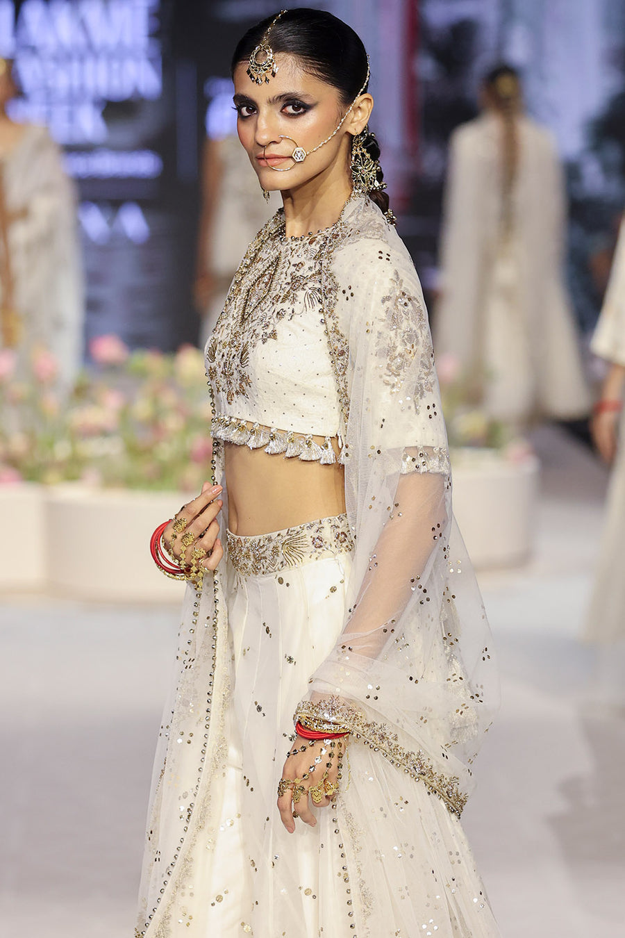 Shakira Off White Embroidered Sharara Set