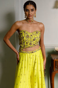 Nissa Lime Yellow Choli With Sharara