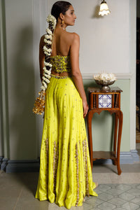 Nissa Lime Yellow Choli With Sharara