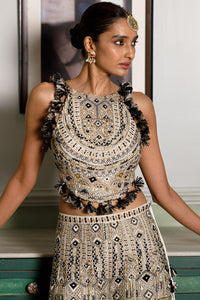 Off White Tie-Up Choli And Sharara