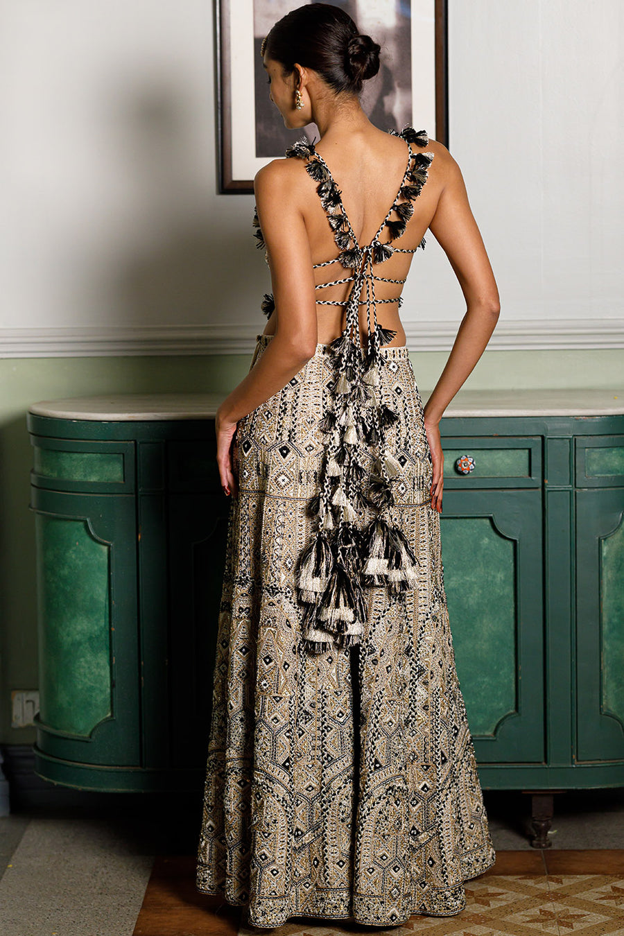 Off White Tie-Up Choli And Sharara