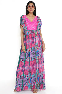 Pink Enchanted Crepe Print Dress