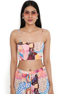 Trance Print Jacket And Bustier With Shorts