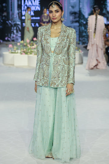 Shazia Mint Blazer & Sharara Set