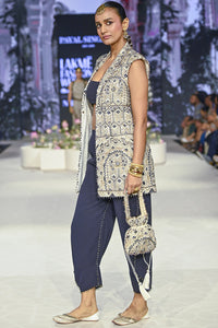 Embroidered Sleeveless Blazer & Ballon Pant