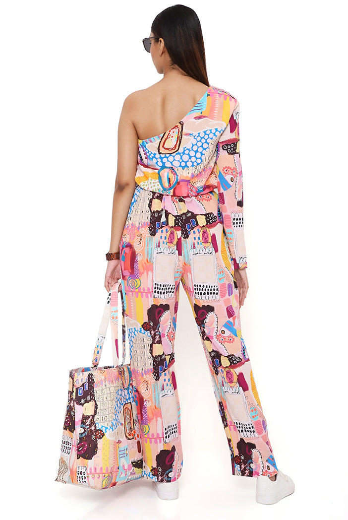 Trance Print Crepe Jumpsuit