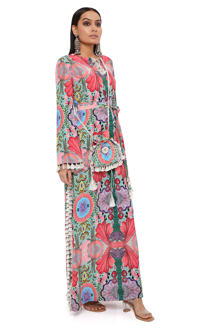 Red Enchanted Print Beyza Kaftan