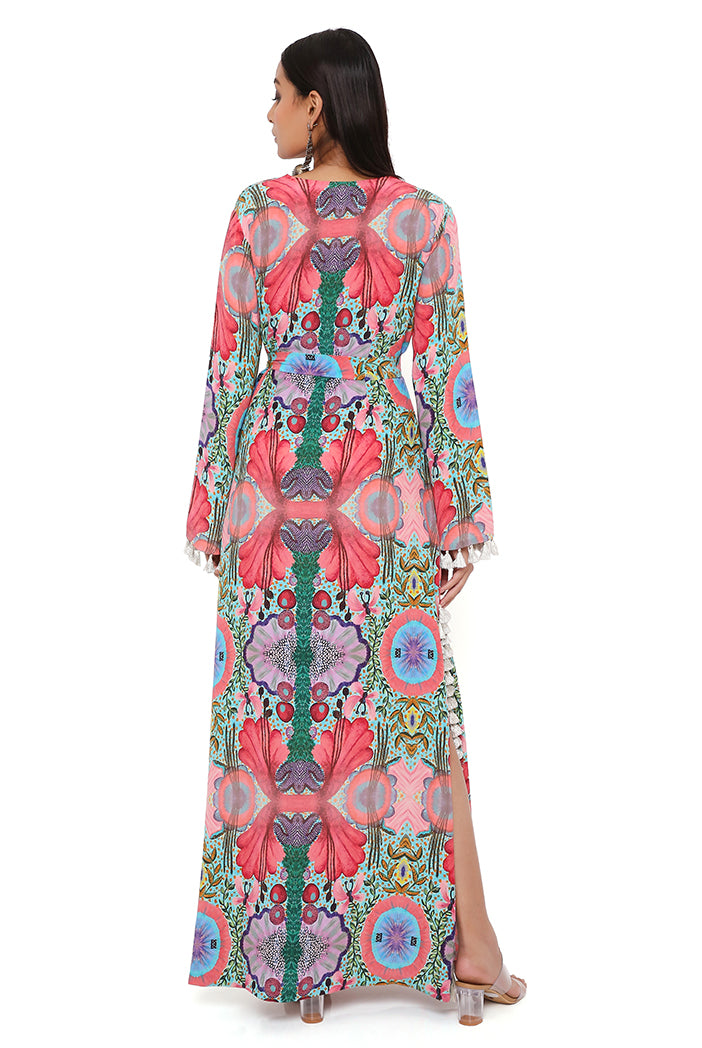 Red Enchanted Print Beyza Kaftan