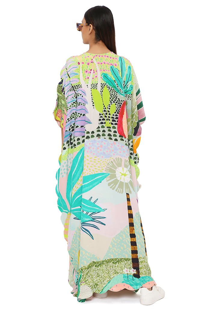 Frida Tropical Print Kaftan