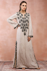 Dull Gold Embroidered Yoke Kaftan