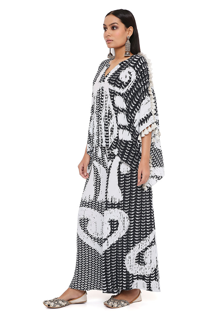 Black and White Uzbek Kaftan Palazzo Set