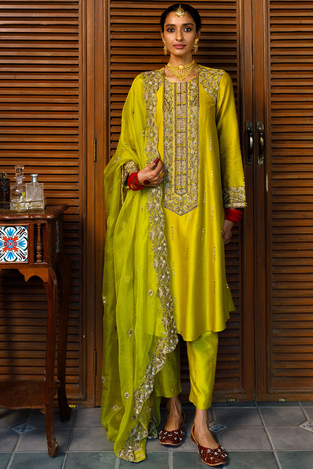 Ruksaan Olive Green Kurta Set