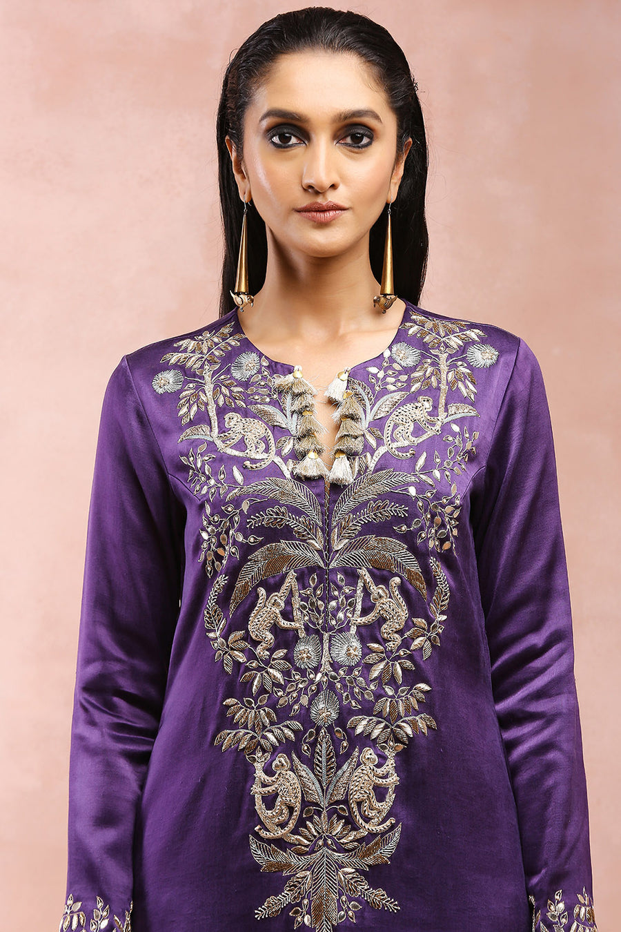 Purple Kurta With Salwar And Dupatta