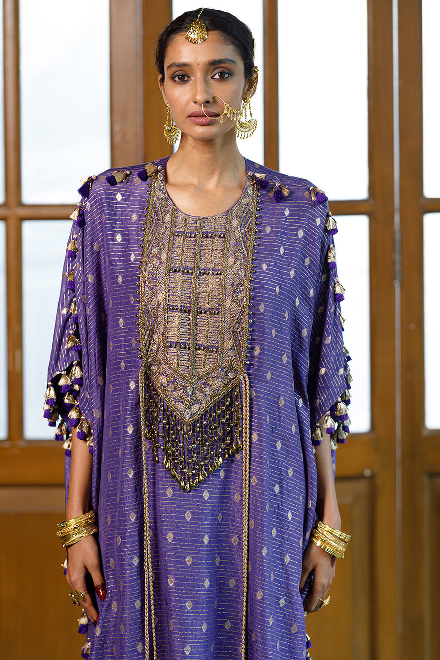 Razia Purple Embroidered Kaftan And Salwar