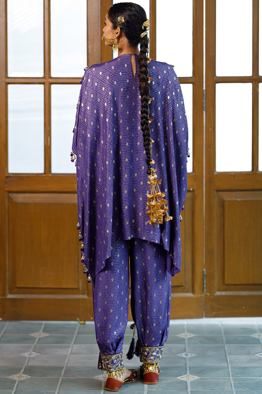 Razia Purple Embroidered Kaftan And Salwar