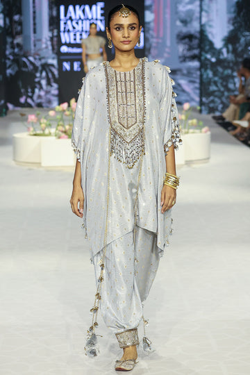 Razia Grey Embroidered Kaftan & Salwar