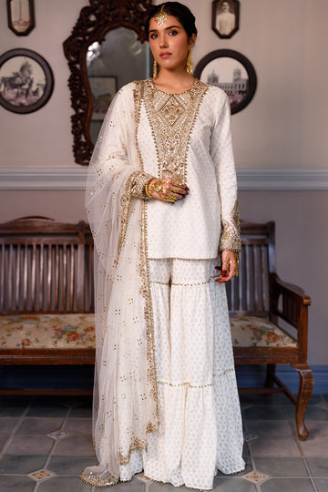 Shama Off White Kurta and Sharara Set