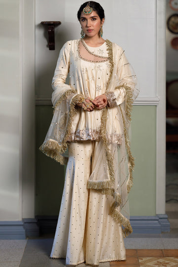 Afreen Stone Kurta And Heavy Sharara Set