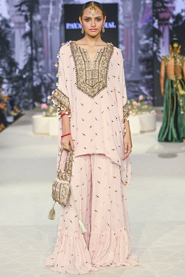 Shahnaaz Blush Pink Embroidered Kurta & Sharara