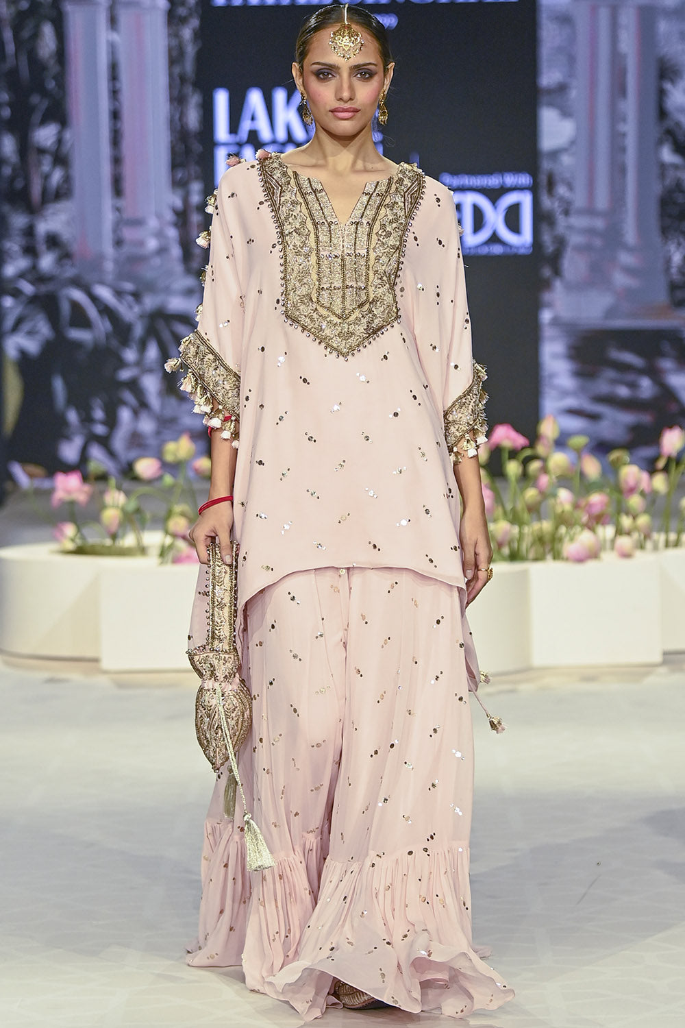 Shahnaaz Blush Pink Embroidered Kurta & Sharara