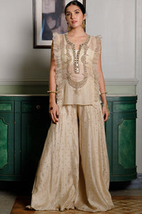 Fawzia Stone Embroidered Bib With Bustier And Sharara
