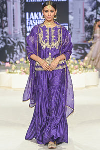 Fatima Purple Kurta And Frill Sharara Set