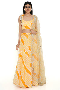 Yellow Embroidered Choli And Lehenga With Dupatta