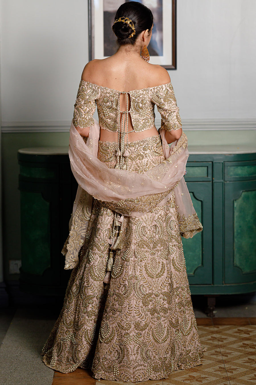 Aida Blush Embroidered Choli And Lehenga Set