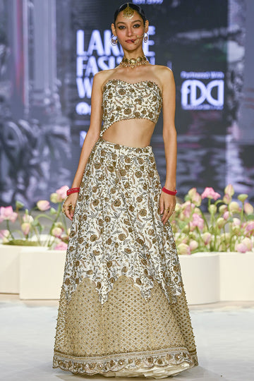 Aasma Off White Embroidered Choli And Lehenga