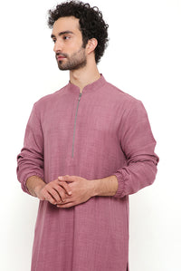 Pink Linen Bomber Kurta With Jogger